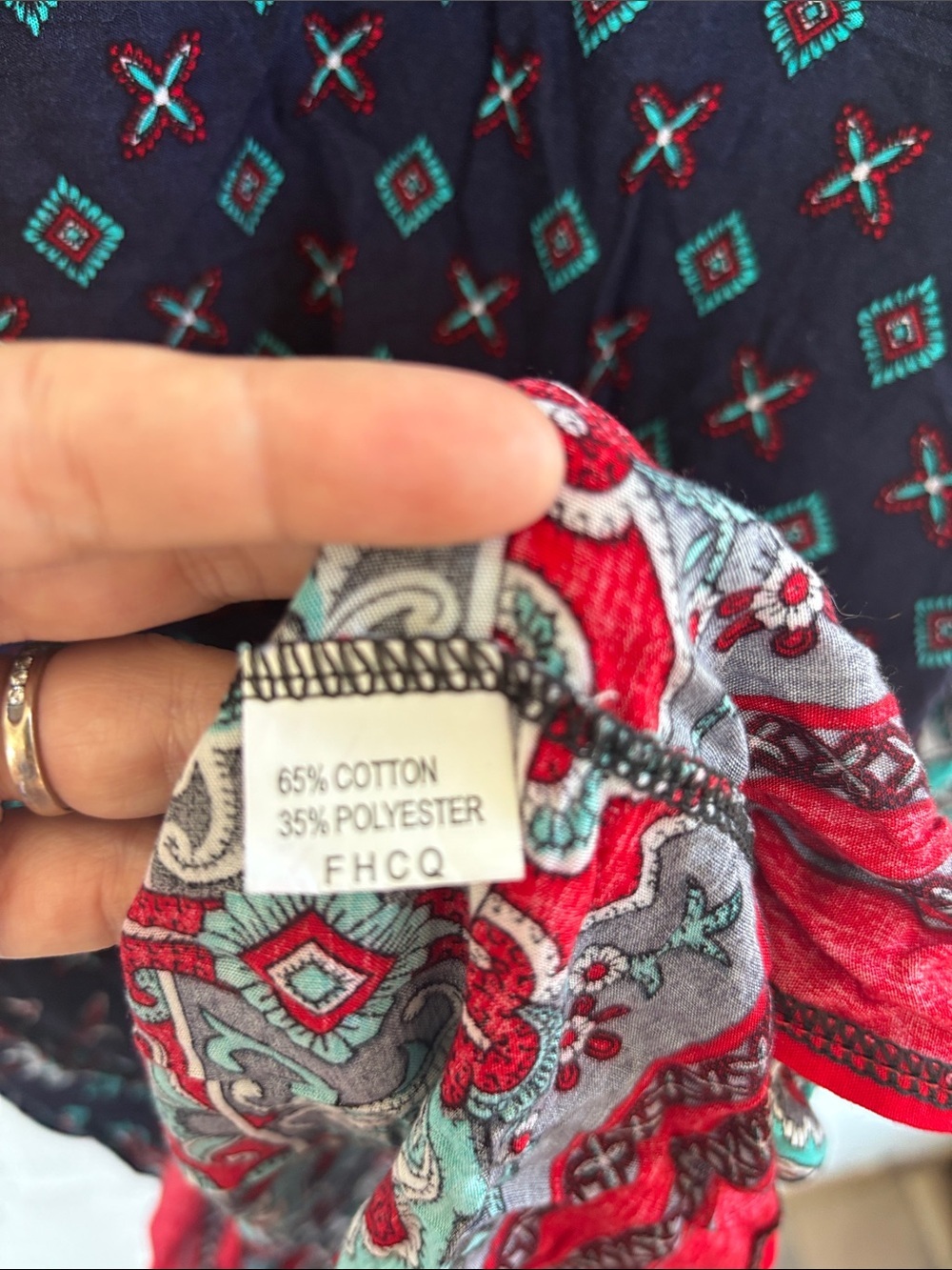 Risesun Cotton Navy Boho Printed Tunic Dress sz XL - Picture 5 of 7